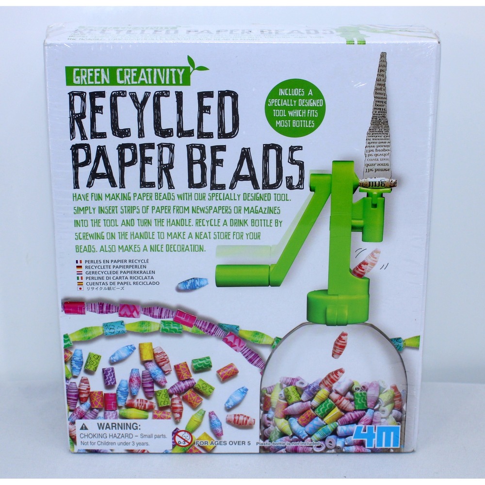 4M Green Creativity Recycled Paper Beads Kit Eco Friendly Jewelry Craft Set 4572